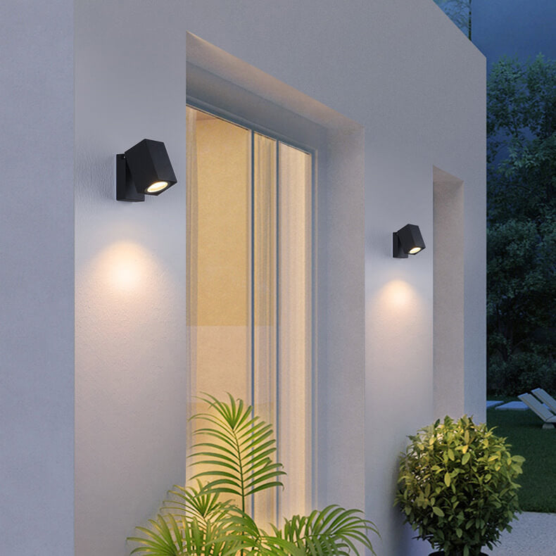 Modern Square Waterproof LED Outdoor Garden Wall Sconce Lamp with Adjustable Angle