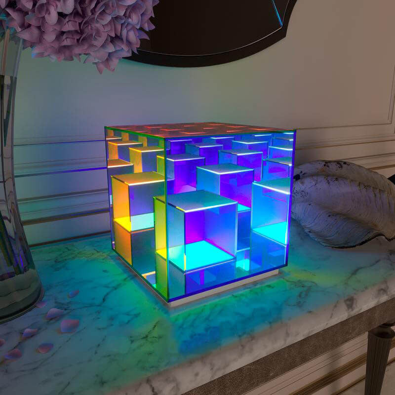 Modern RGB-Line Magic Cube LED Table Lamp Made of Taavita
