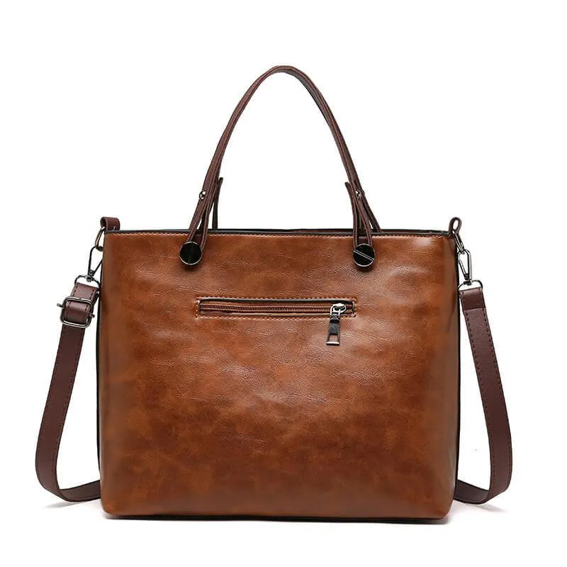 Leather Tote Handbag | Scratch-Resistant Genuine Leather | Removable Shoulder Strap | Durable Design