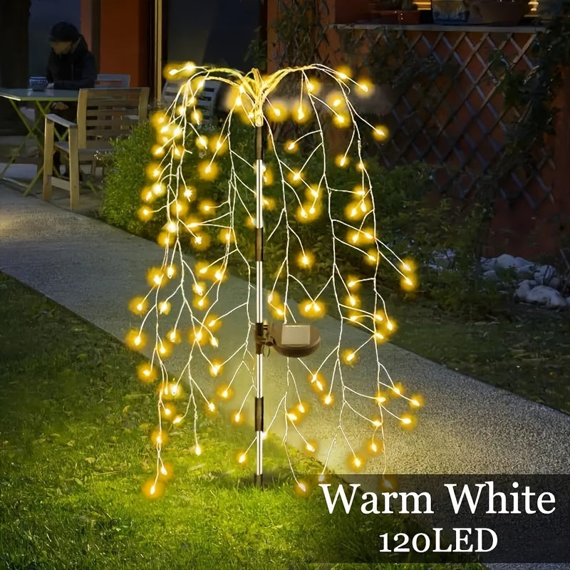 Solar-Powered Outdoor LED Willow String Lights Multicolor Glow for Halloween