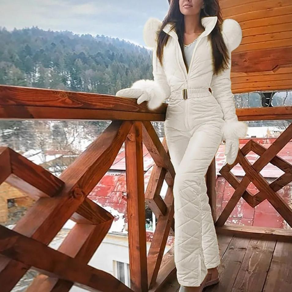 Women’s Snowboard Suit | Quilted Insulated Design | Weatherproof Fabric & Front Zipper | Adjustable Waist Belt