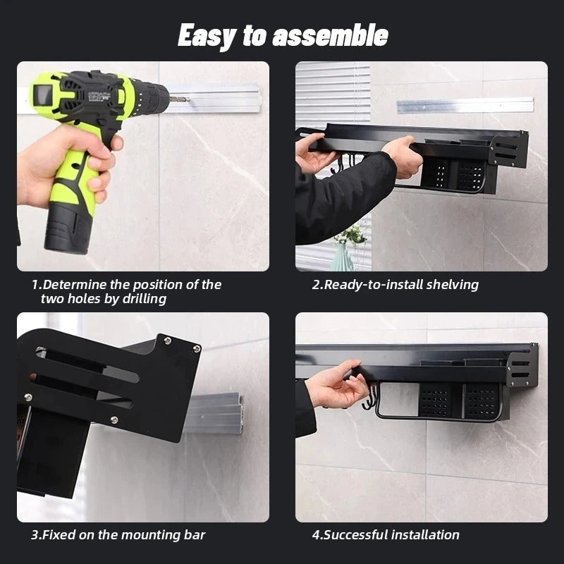 Kitchen Organizer Rack for Wall Mounting – Storage Solution