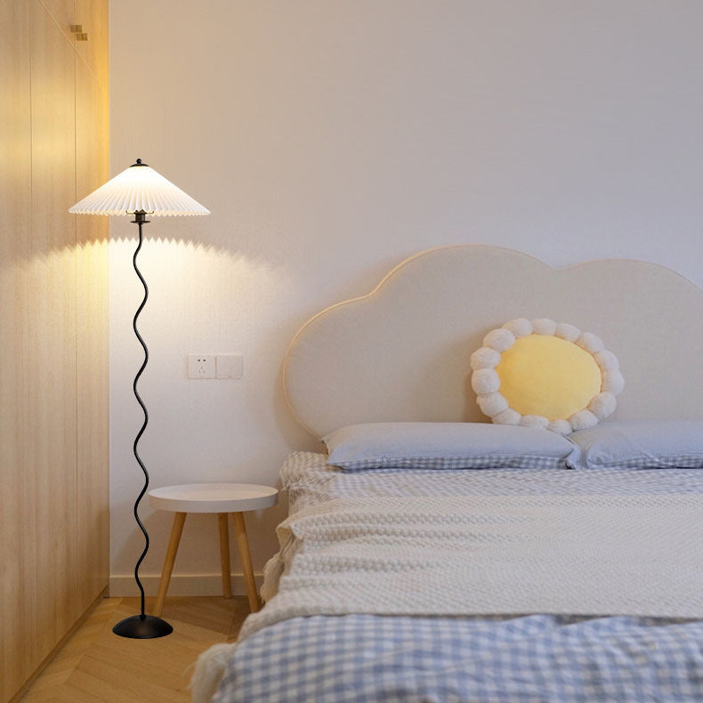 Taavita Floor Lamp with Pleated Fabric Shade