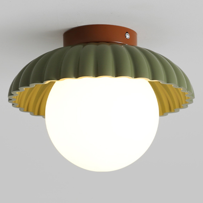 Elegant Iron Ceiling Light with Soft Cream Glass Shade