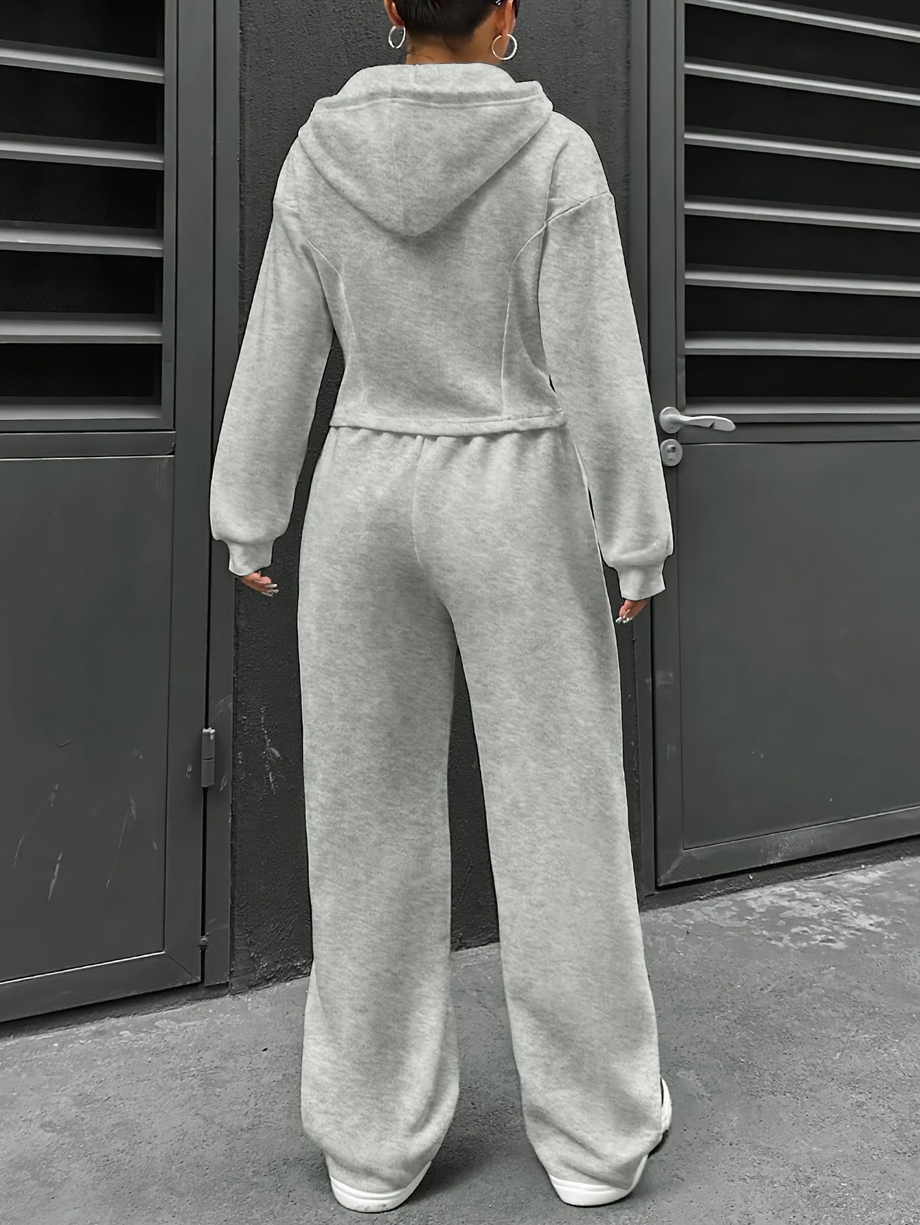 Hooded Jogger Set | Zip-Up Hoodie | Comfortable Casual Wear | Polyester
