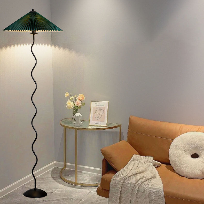 Taavita Floor Lamp with Pleated Fabric Shade