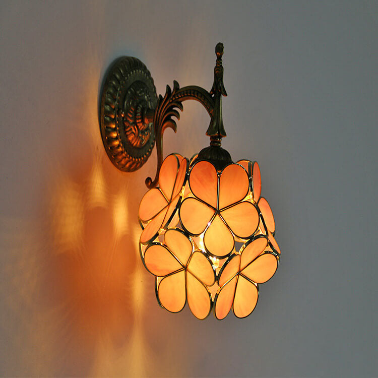 Taavita Globe Shade Weaving Metal Curved Arm 1-Light Wall Lamp