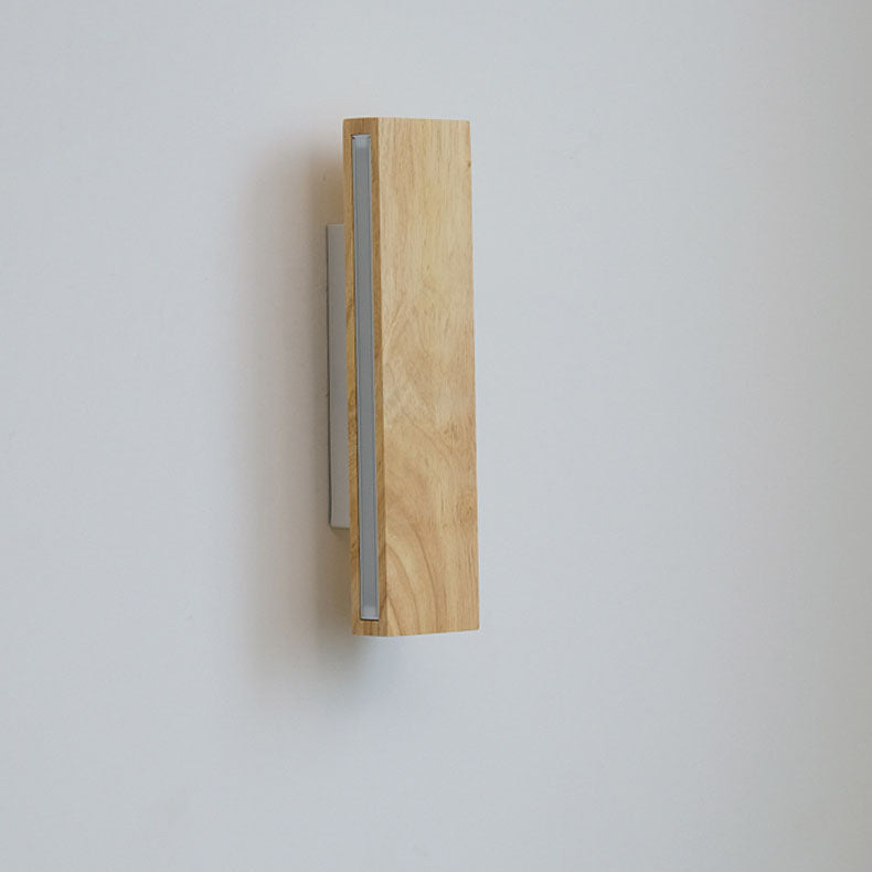 Taavita minimalist, rectangular, flat, rotatable LED wall lamp made of wood