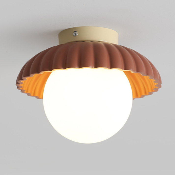 Elegant Iron Ceiling Light with Soft Cream Glass Shade