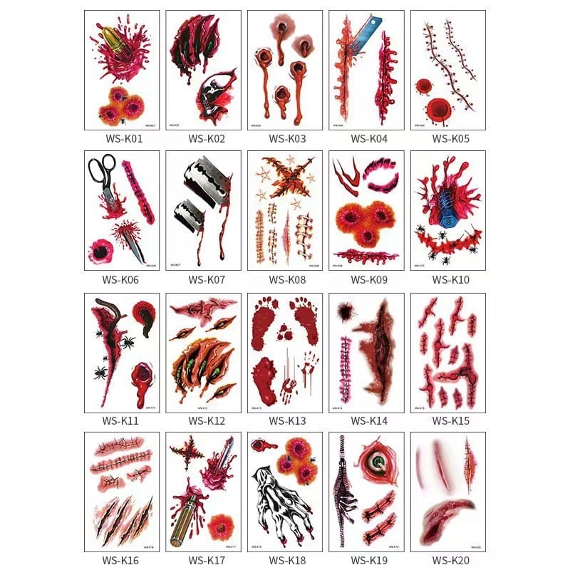 Halloween Temporary Tattoos for Face & Body – Realistic & Easy to Remove