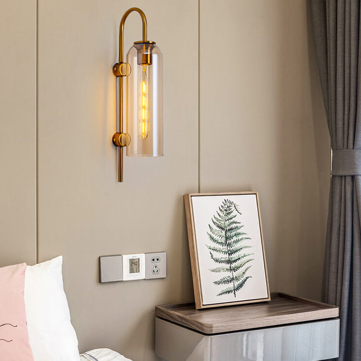 Taavita Luxury Glass Column Bent Arm 1-Light Wall Lamp