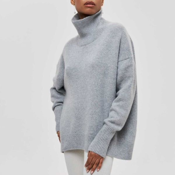Women’s Turtleneck Sweater | Oversized Knit Design | Ribbed Cuffs & Hem | Comfortable Fit for Cold Weather