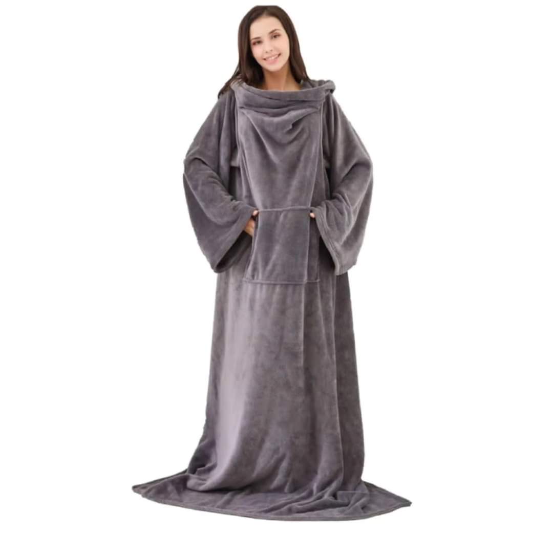 Fleece Blanket | Built-In Sleeves | Hands-Free Warmth | Soft