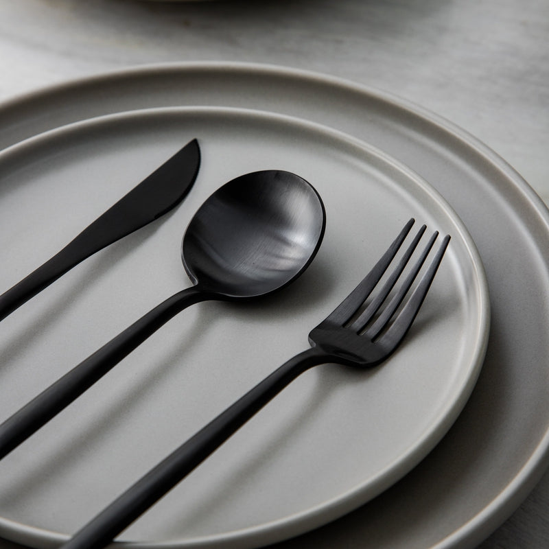OrléneSet — Matte Titanium Flatware Set with Minimalist Design