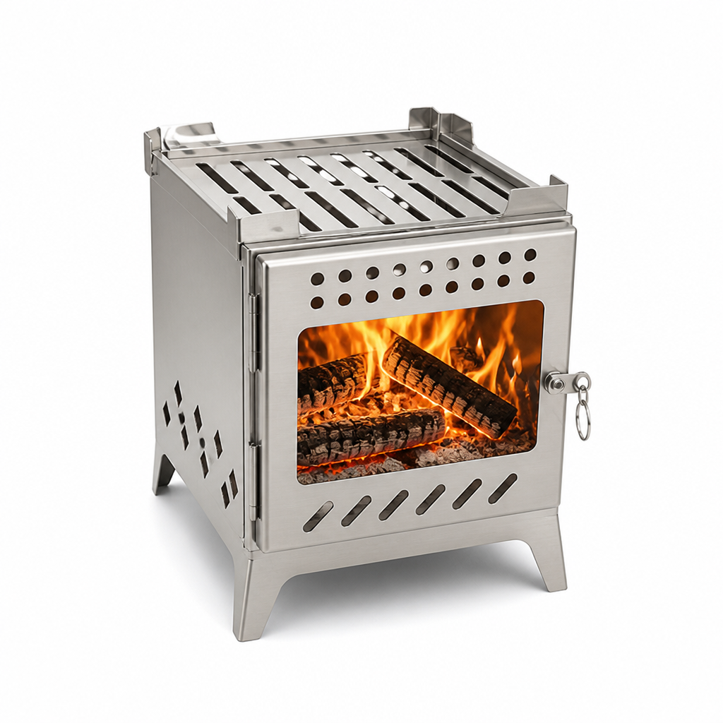 Foldable Camping Wood Stove — Stainless Steel