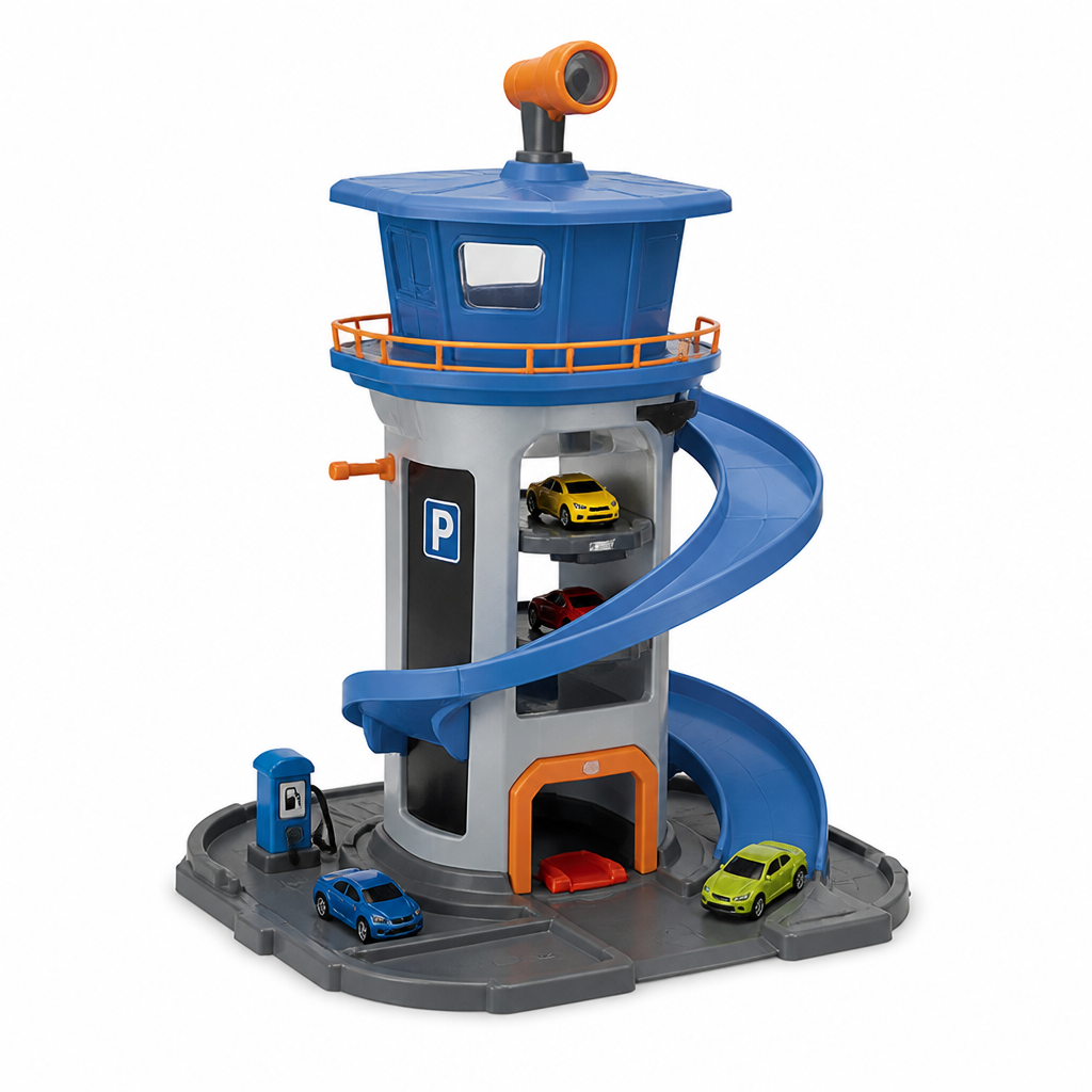 Kids Play Tower Playset with Vehicles — Plastic