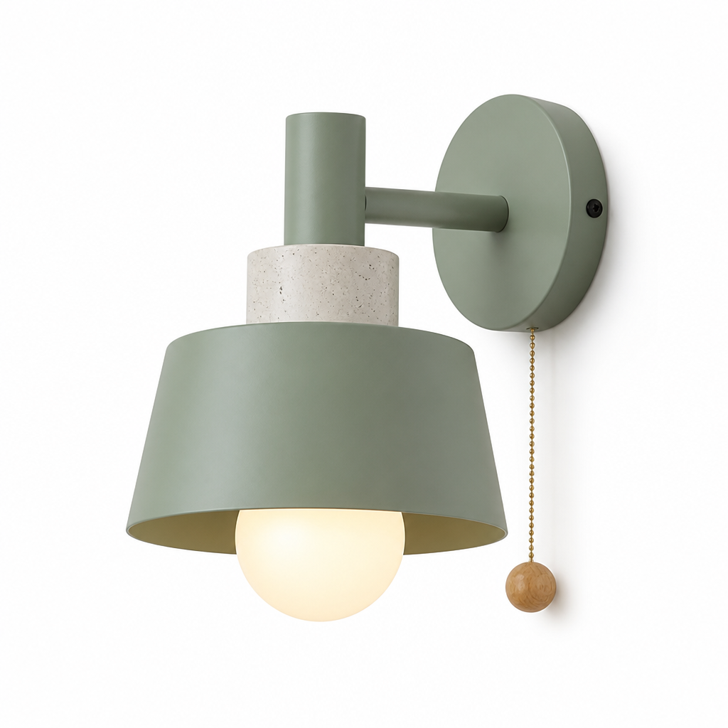 Multicolor Wall Lamp with Iron and Wood Frame