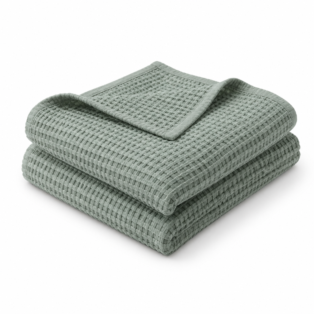 Lightweight Waffle Blanket — Cotton and Bamboo, Queen