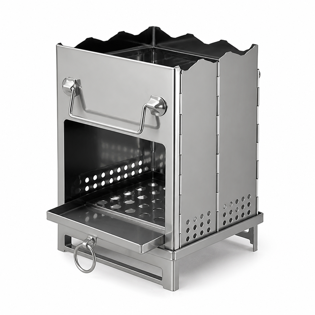 Portable Folding Wood Stove — Stainless Steel