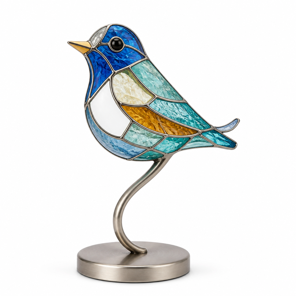 Stained-Glass Bird Figurine — 20 cm