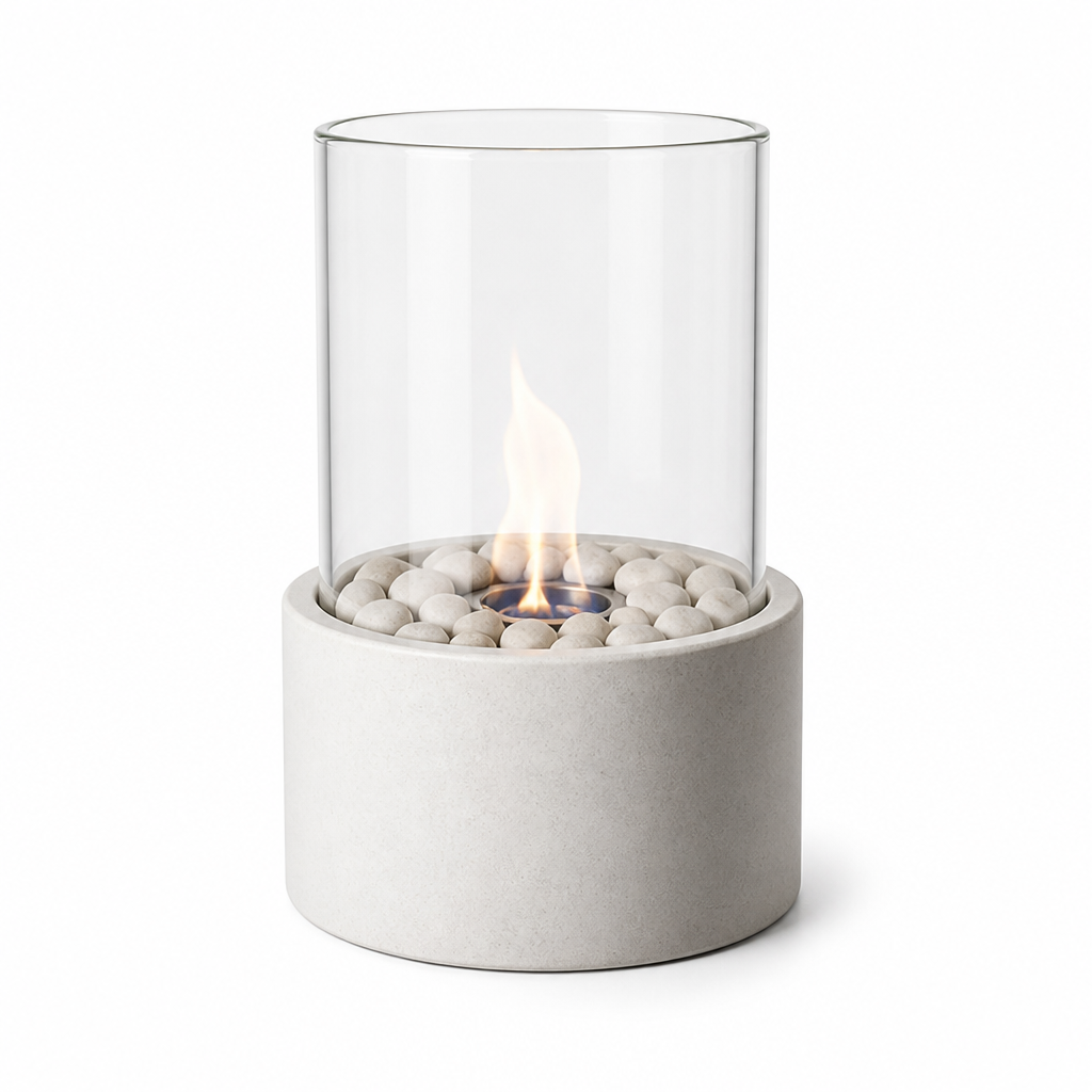 Portable Tabletop Fireplace — Cobblestone Base