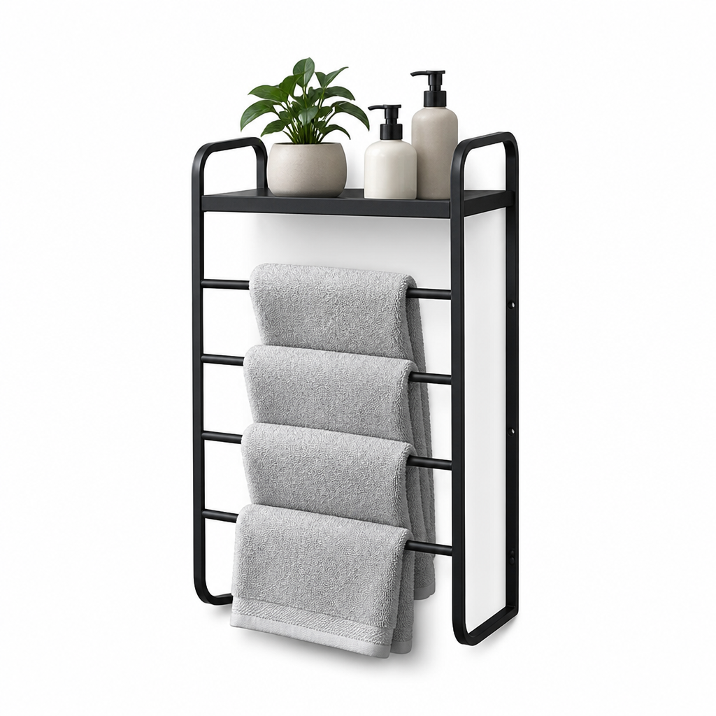 Metal Towel Holder with Water-Resistant Shelf