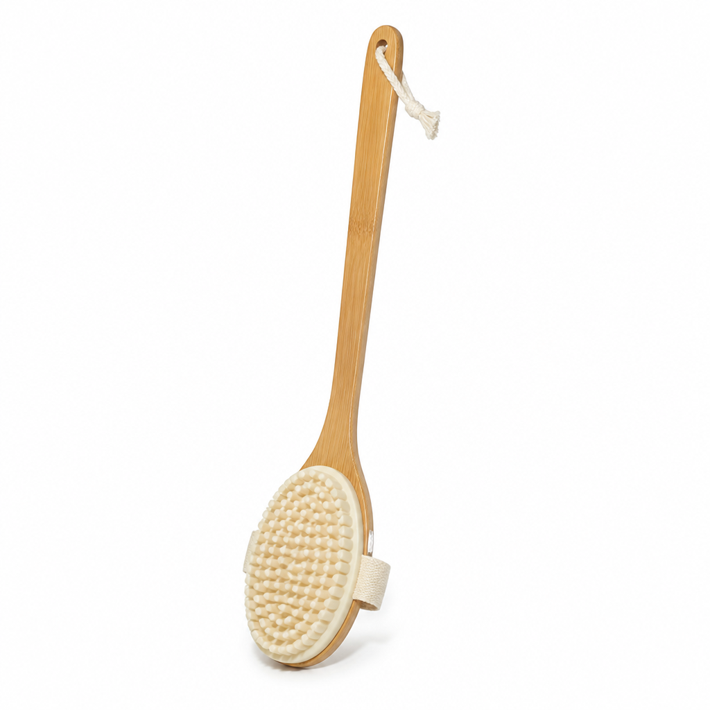 Natural Bristle Back Scrub Brush — Long Handle
