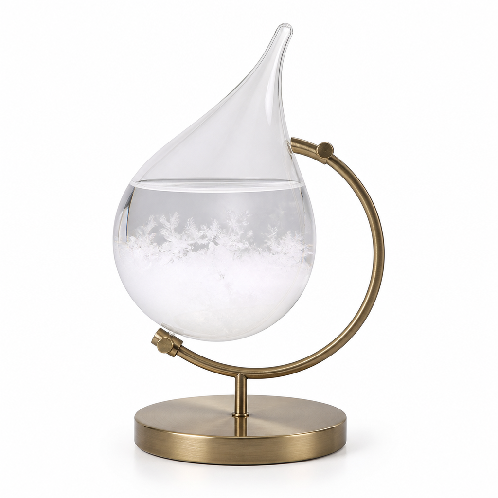Decorative Glass Weather Bottle with Wooden Base