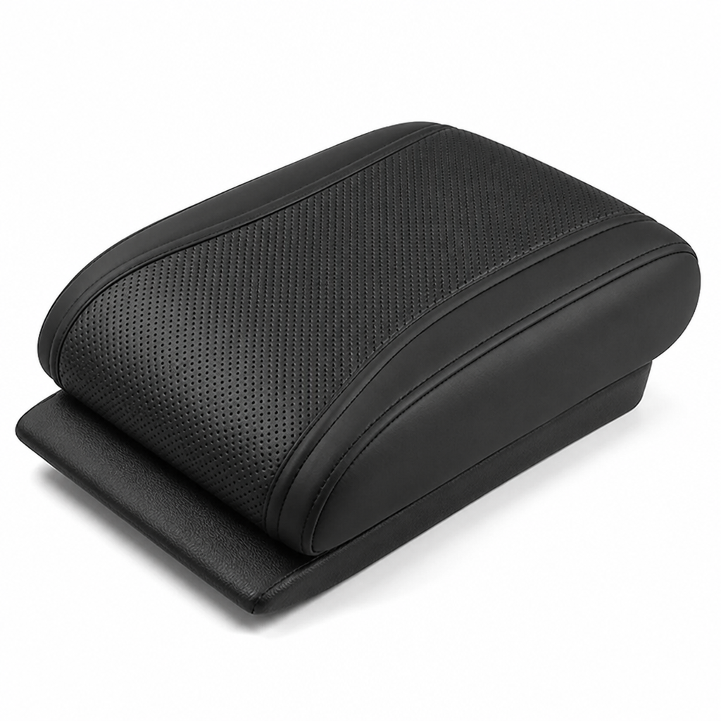 Memory Foam Car Armrest Pad — Diamond-Stitched Leather