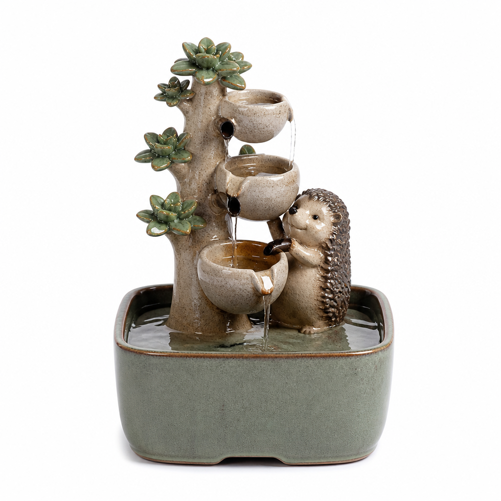 Resin Garden Fountain with Animal Figurine