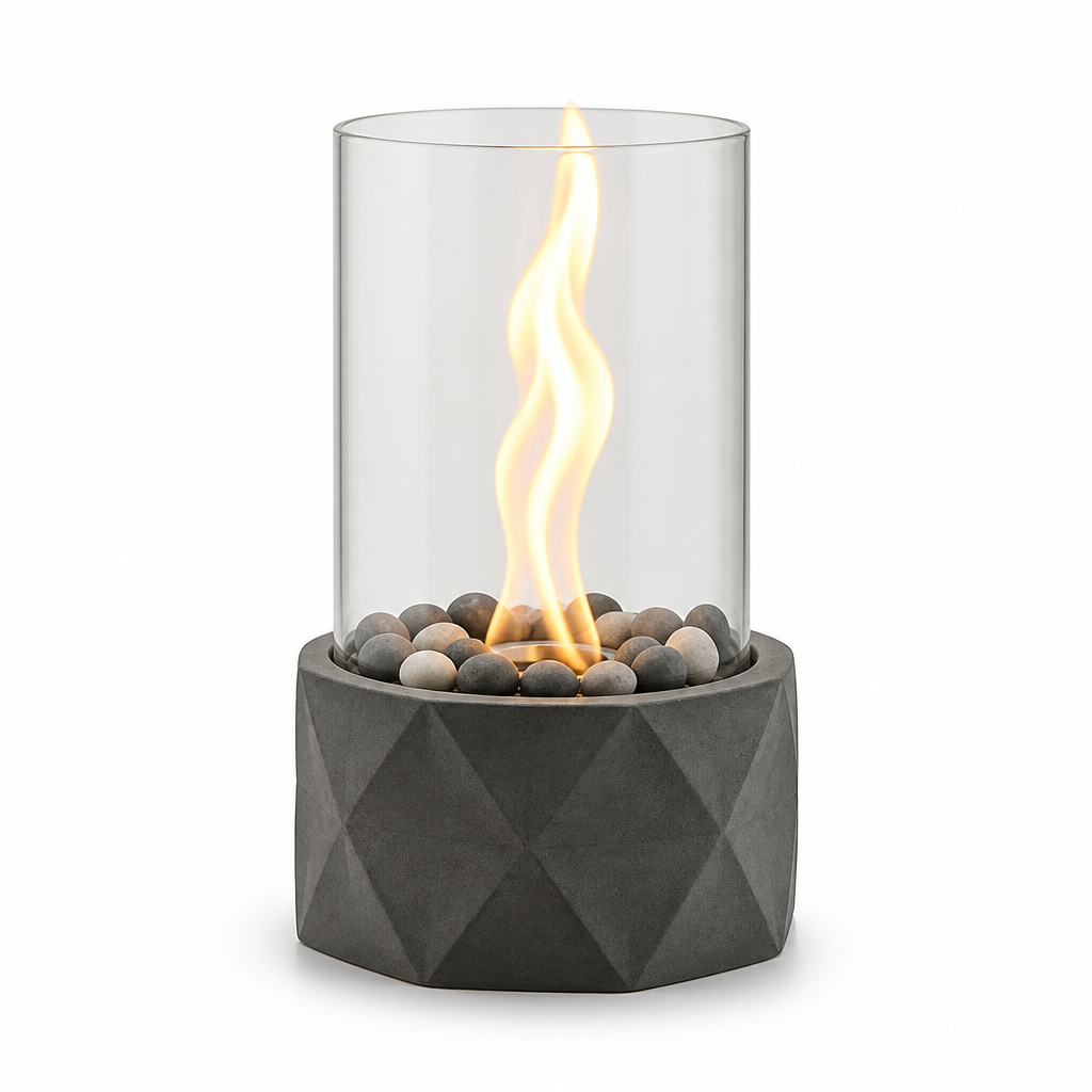 Tabletop Bioethanol Fireplace — Metal and Glass