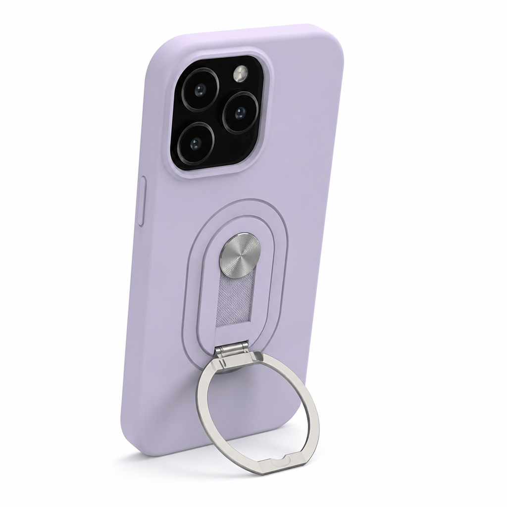 Leather Phone Case with Foldable Ring Stand