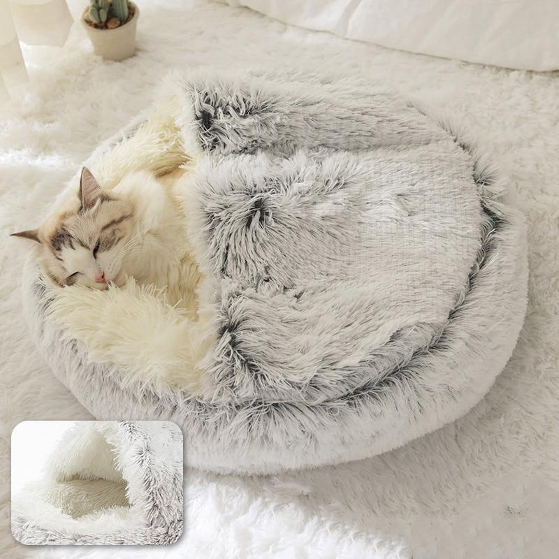 Plush Round Calming Cat Cave