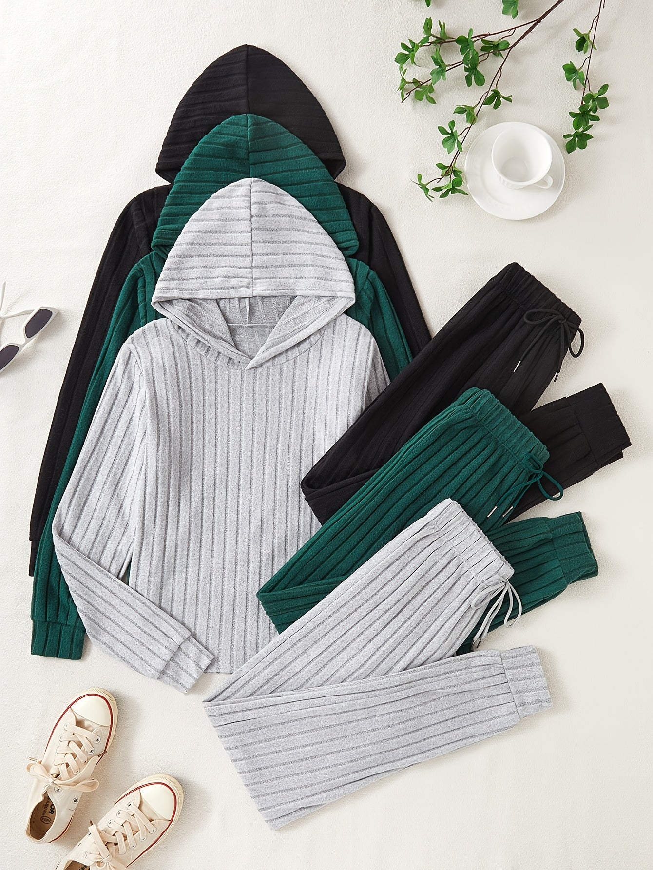 Women's Sportswear Set | Stretchy Ribbed | All-Day Comfort | Polyester