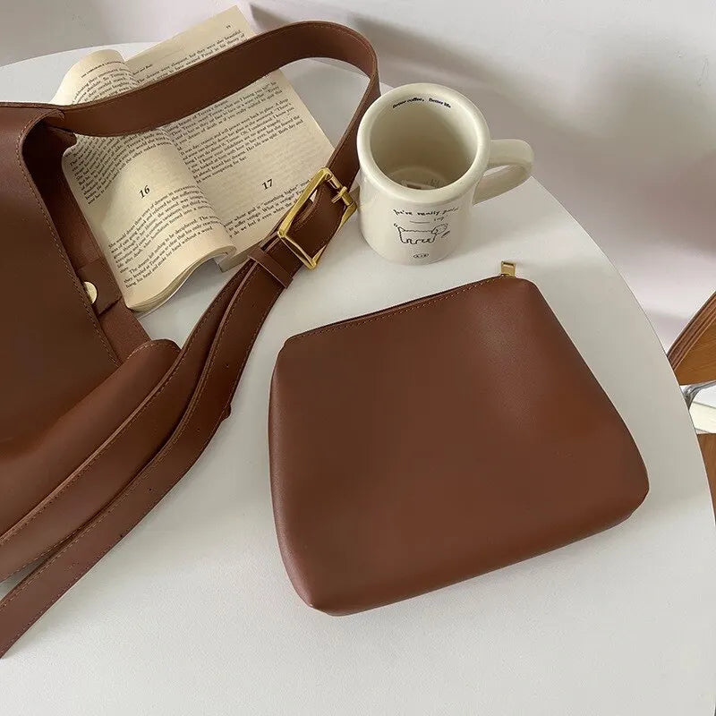 Women’s Shoulder Bag | Smooth PU Leather | Solid Color Design | Comfortable Lightweight Fit