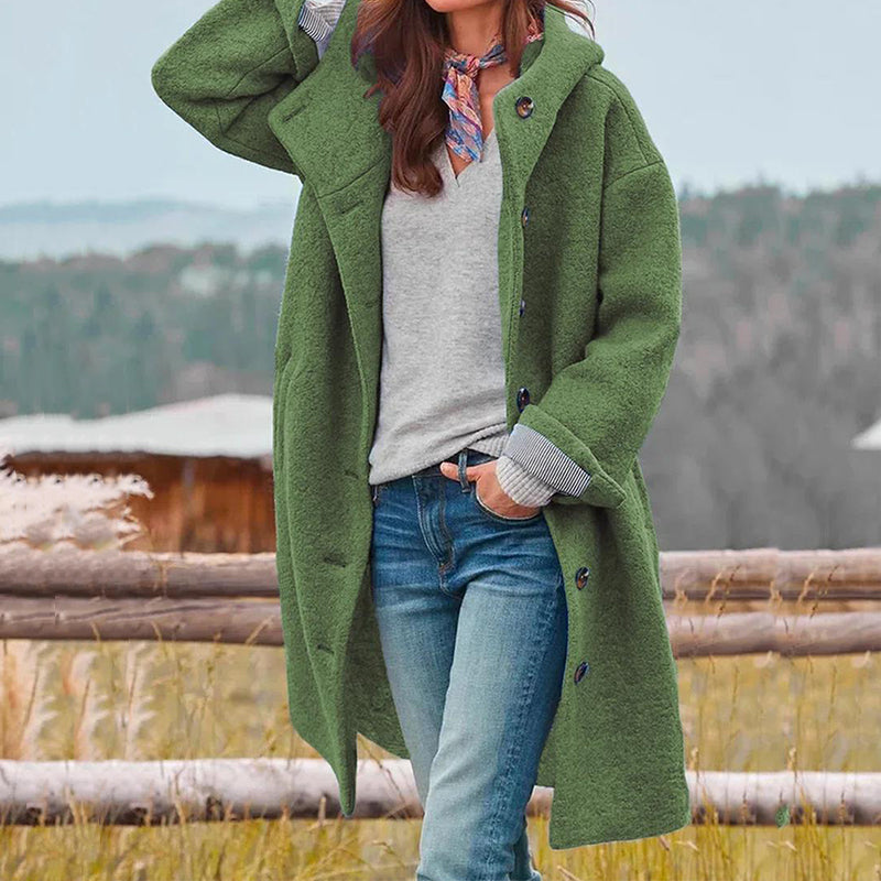 Women’s Wool Coat | Oversized Relaxed Fit | Button Front & Adjustable Cuffs | Windproof & Comfortable