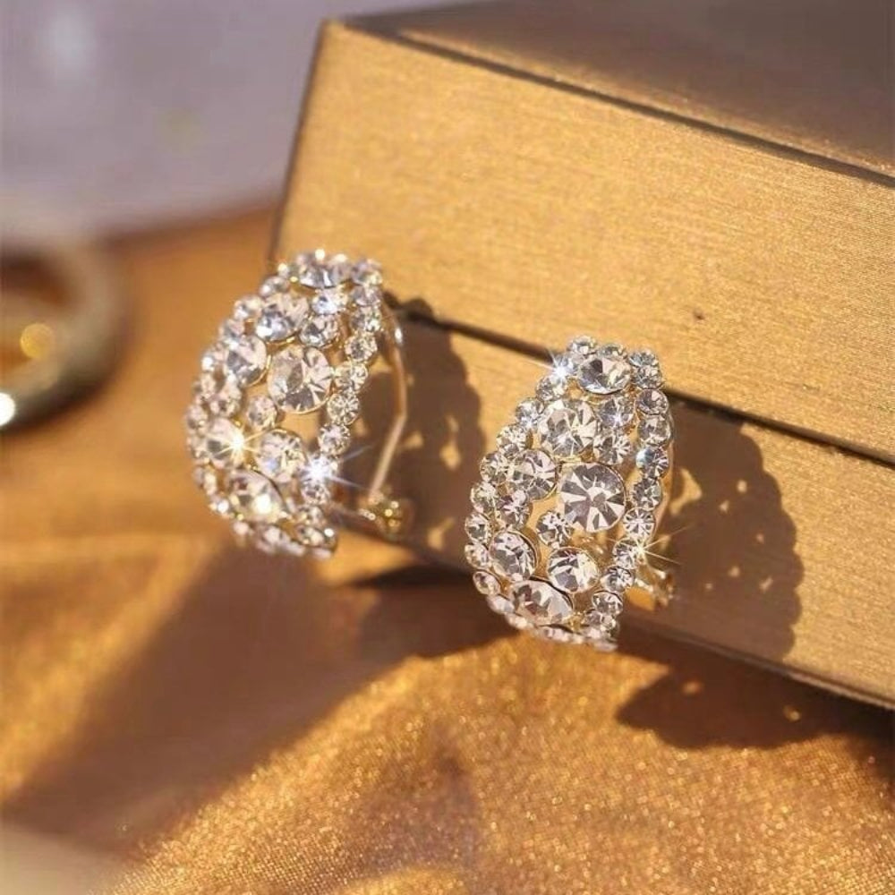 Radiant Silver Hoop Earrings with Sparkling Gemstone Finish