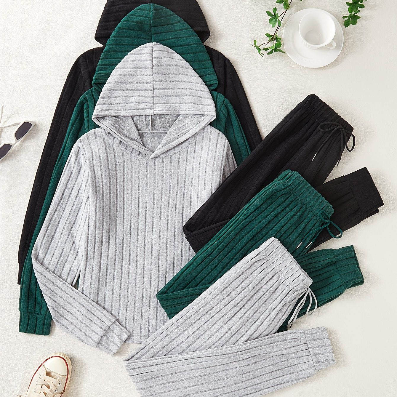 Women's Sportswear Set | Stretchy Ribbed | All-Day Comfort | Polyester