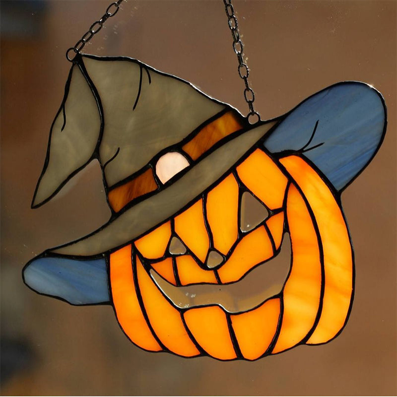 Halloween Hanging Pumpkin Ornament with Glowing Light and Hat Design
