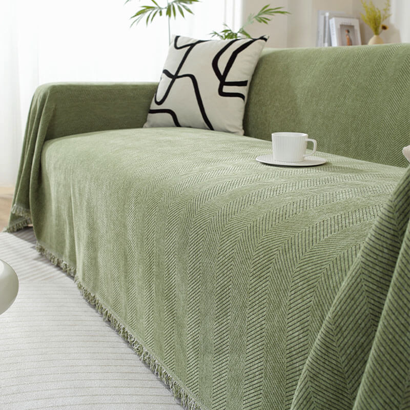 Chenille Sofa Cover | Herringbone Texture | Protects and Enhances Sofas | Durable Chenille