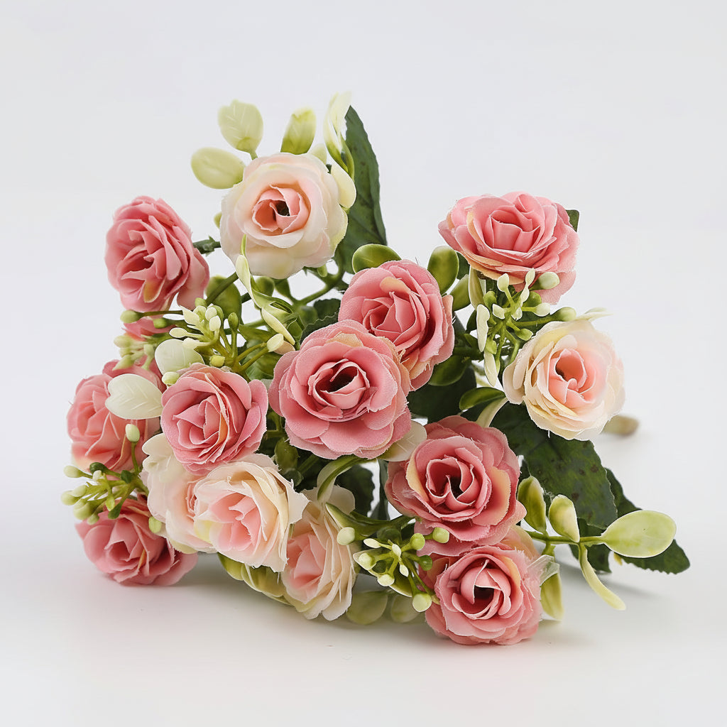 Charming Hanging Rose Basket with Faux Blooms for Outdoor Elegance