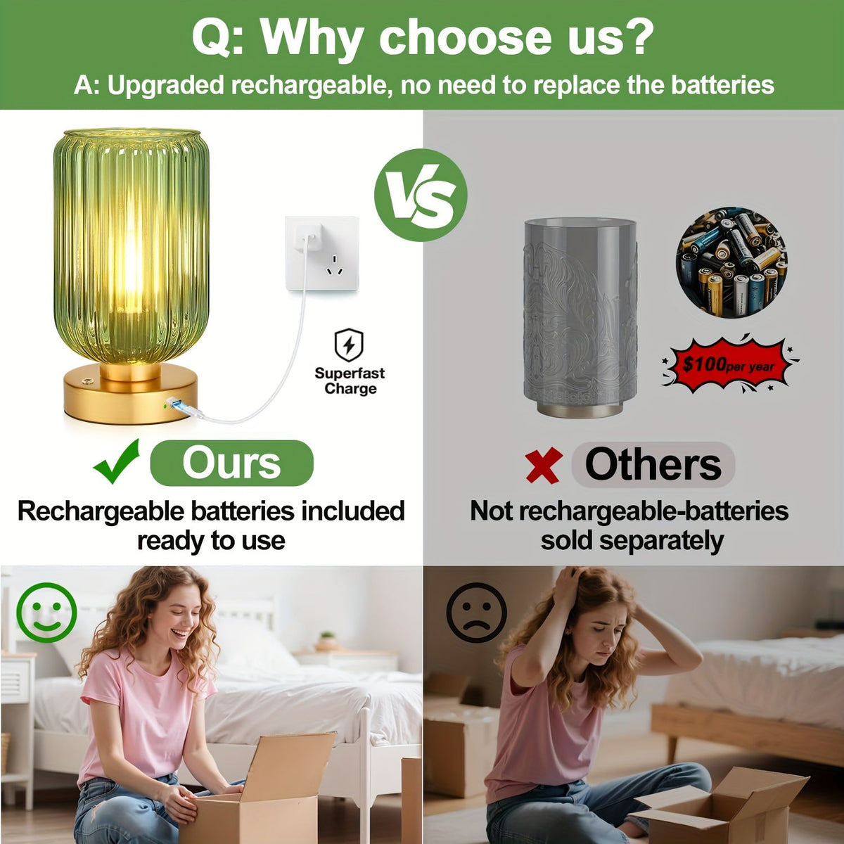 Portable Touch-Control LED Lamp with Rechargeable Battery