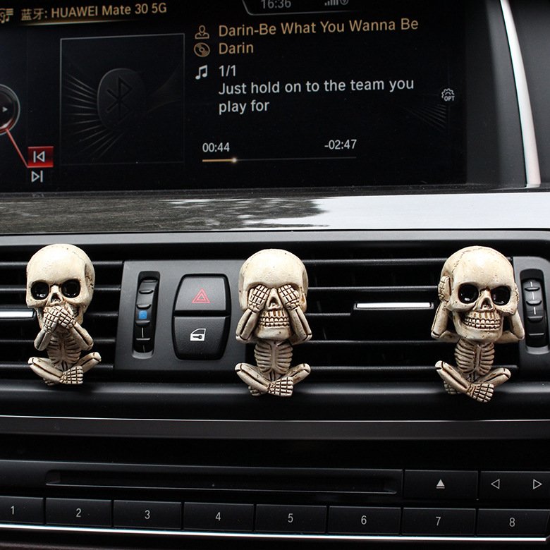 Halloween Skull Air Freshener Set with Floral Scented Resin Sculptures
