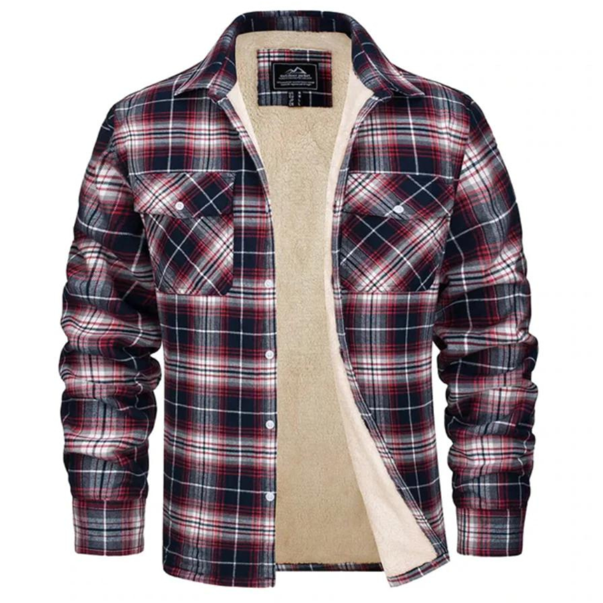 Men’s Fleece-Lined Plaid Shirt Jacket | Durable Polyester | Cozy Warmth & Casual Style