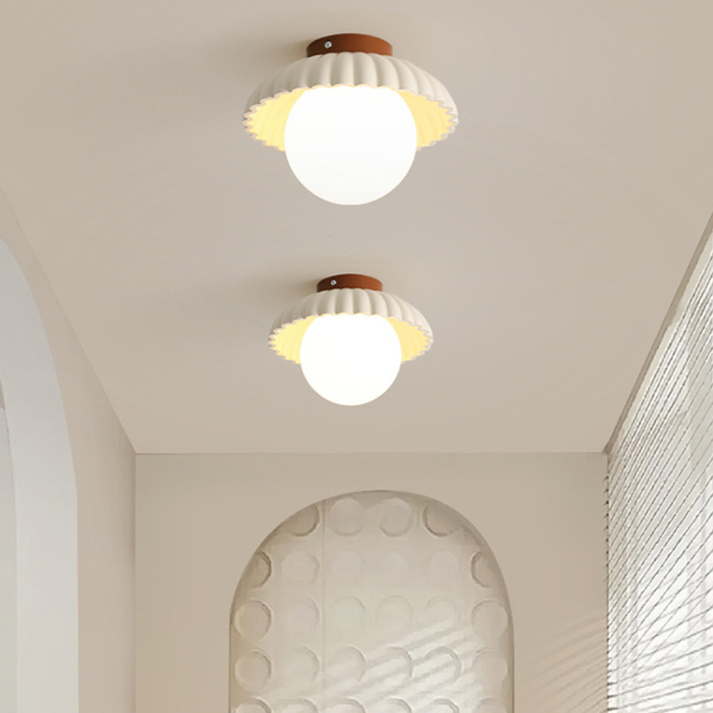Elegant Iron Ceiling Light with Soft Cream Glass Shade