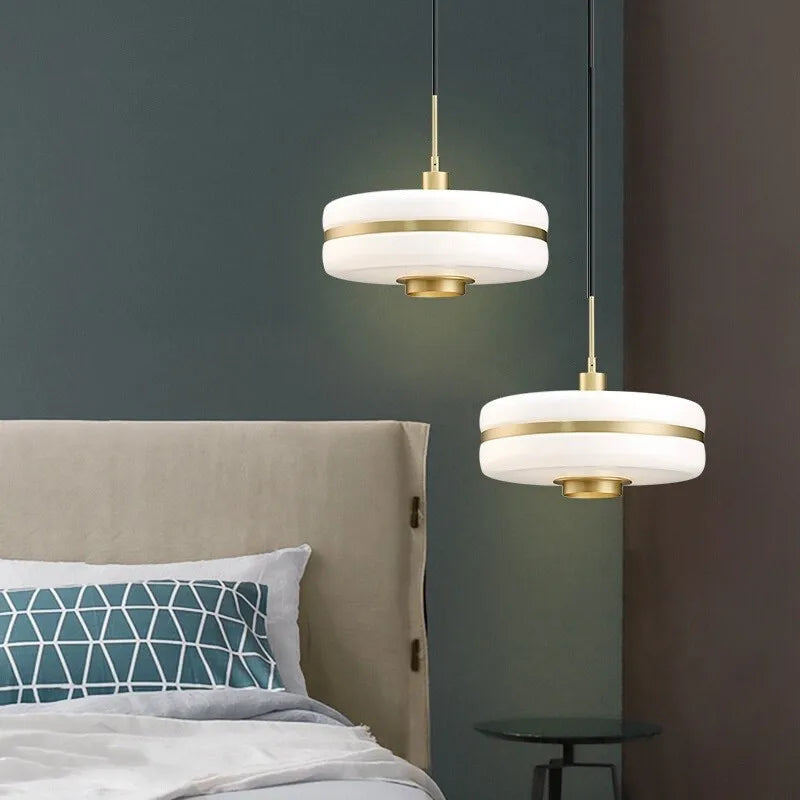 Elegant Glass and Metal Pendant Light with Warm LED Embrace