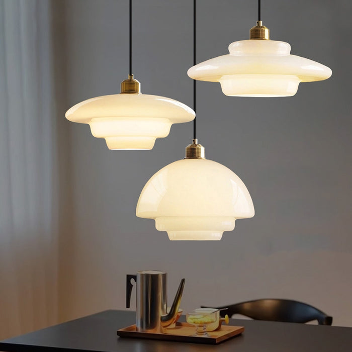 Sleek White Glass Hanging Light for Contemporary Spaces