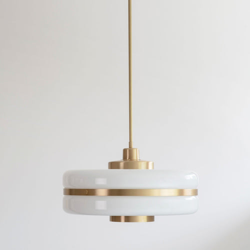 Elegant Glass and Metal Pendant Light with Warm LED Embrace