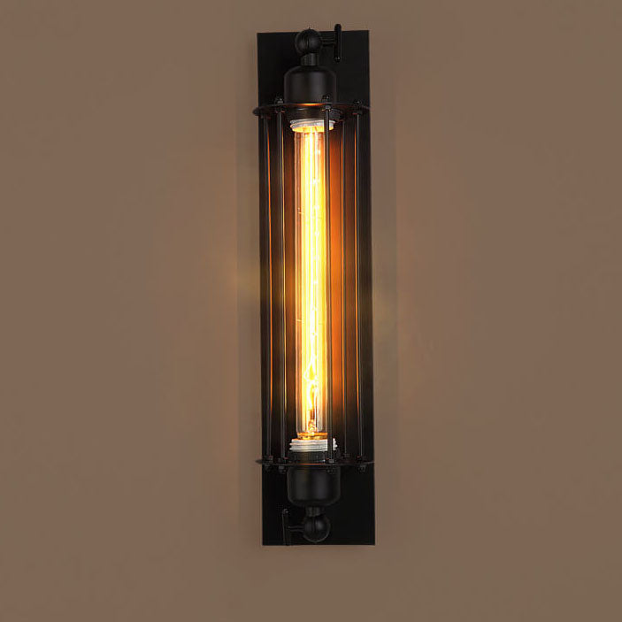 1-light LED Wall Light with Long Pencil Bulb in Industrial Style