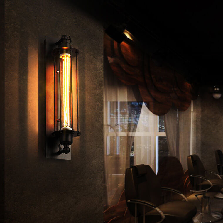 1-light LED Wall Light with Long Pencil Bulb in Industrial Style